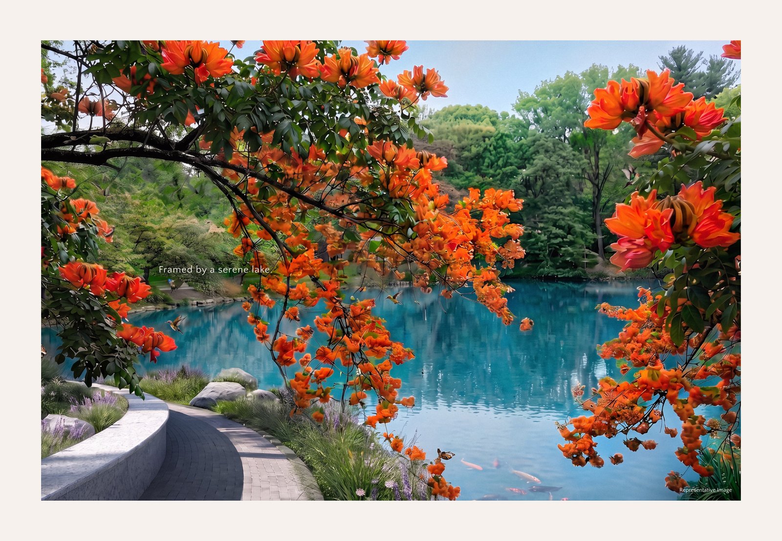 Serene lake promenade